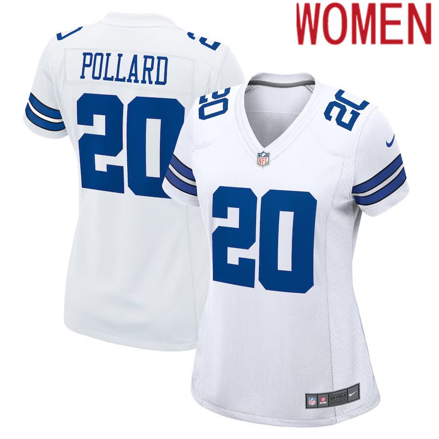 Women Dallas Cowboys #20 Tony Pollard Nike White Game Player NFL Jersey->women nfl jersey->Women Jersey
